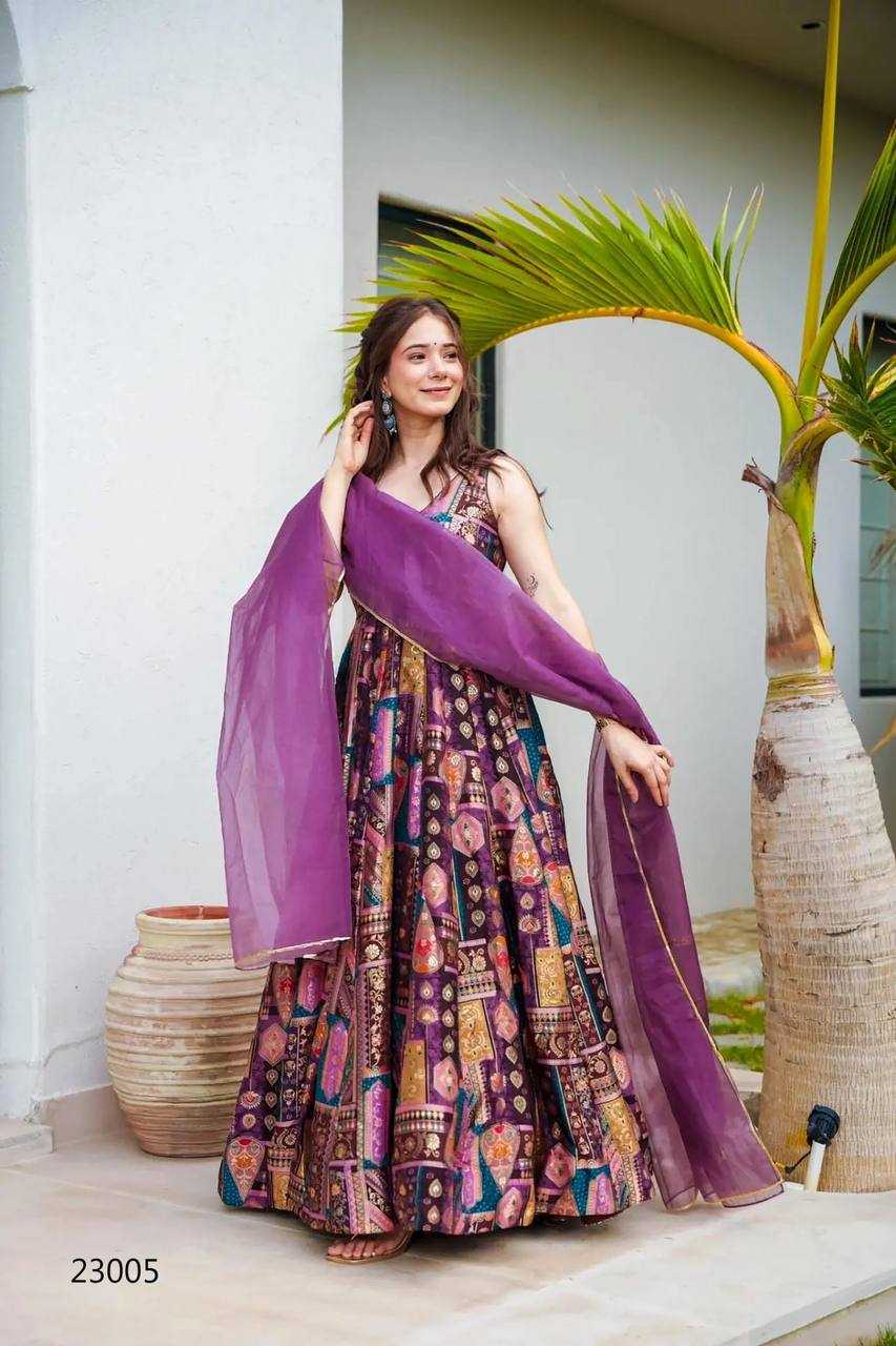 Heavy Silk Printed Gown