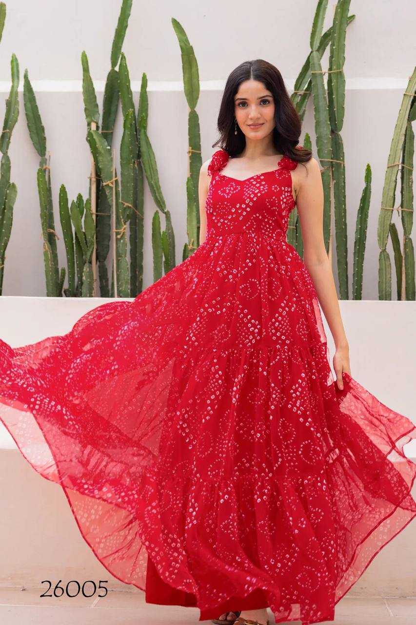 Faux Georgette Printed Gown in Deep Blue