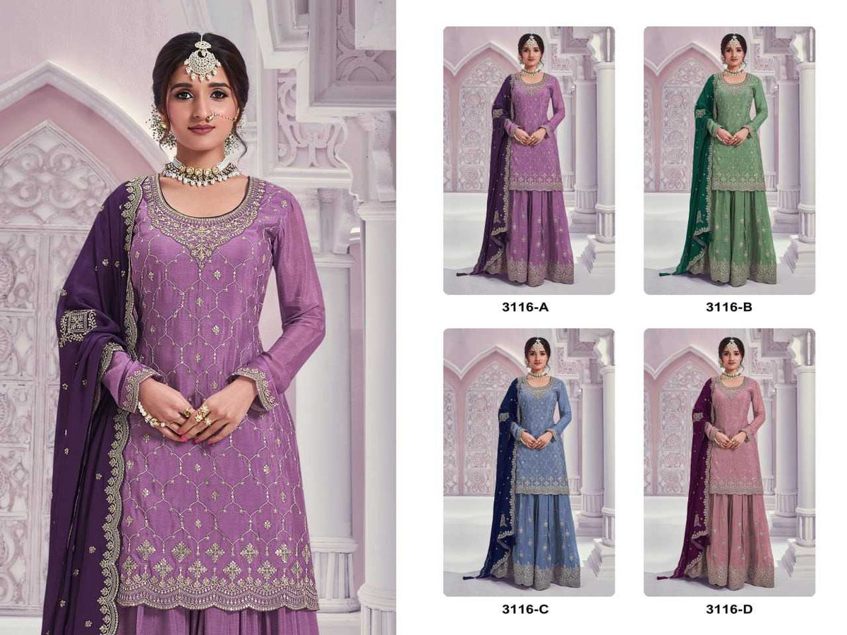 Chinon Embroidery Suit in Sky