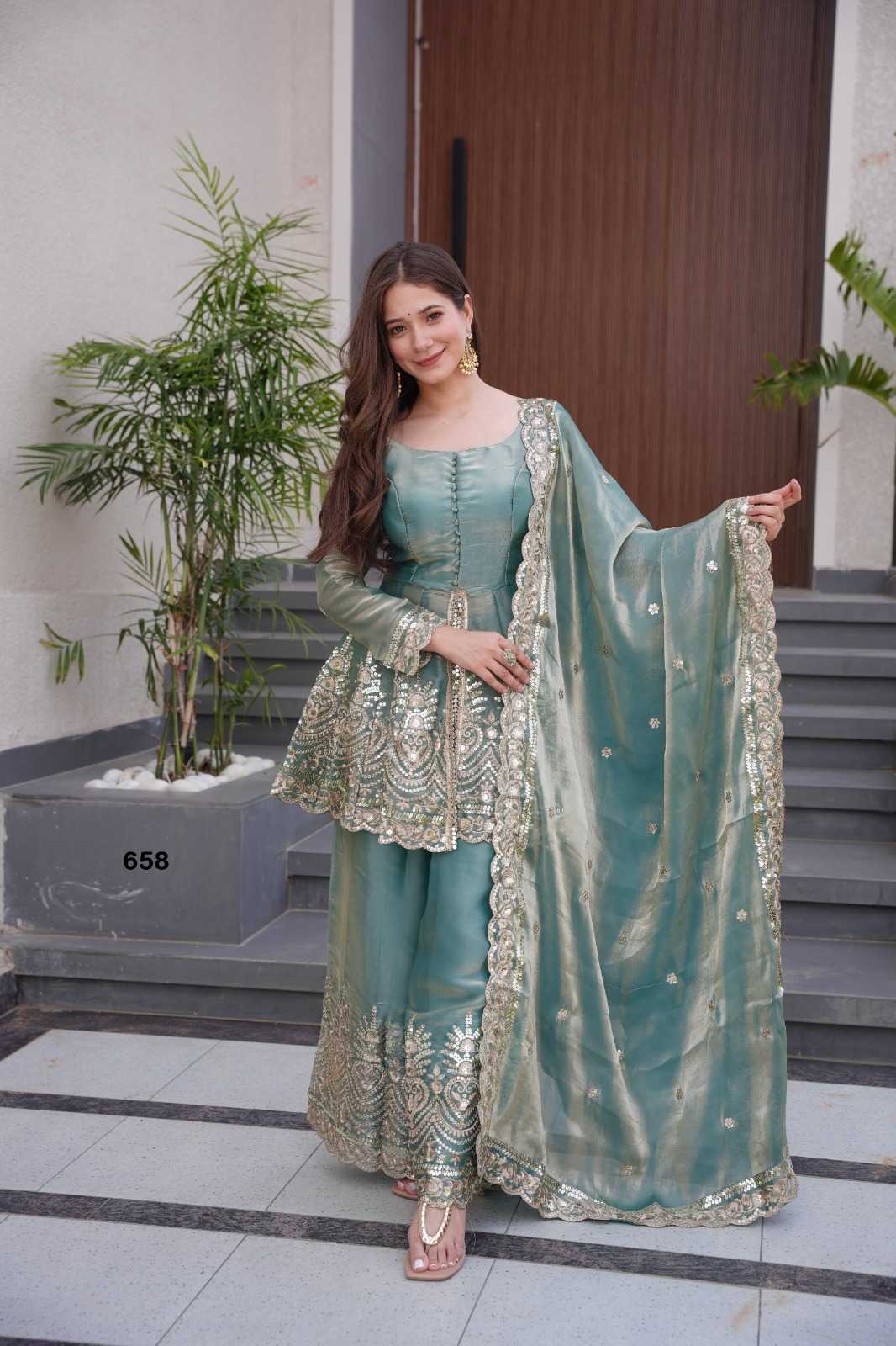 Satin Silk Embroidery Suit