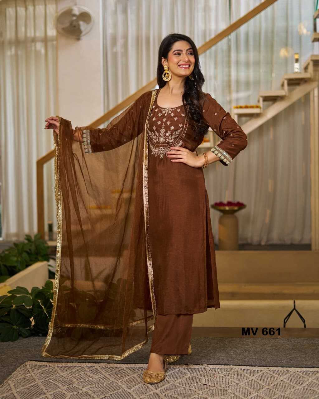Vichitra Silk Embroidery Suit