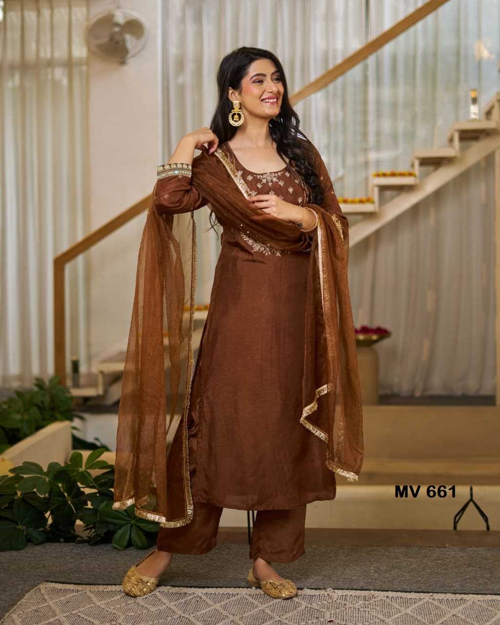 Vichitra Silk Embroidery Suit