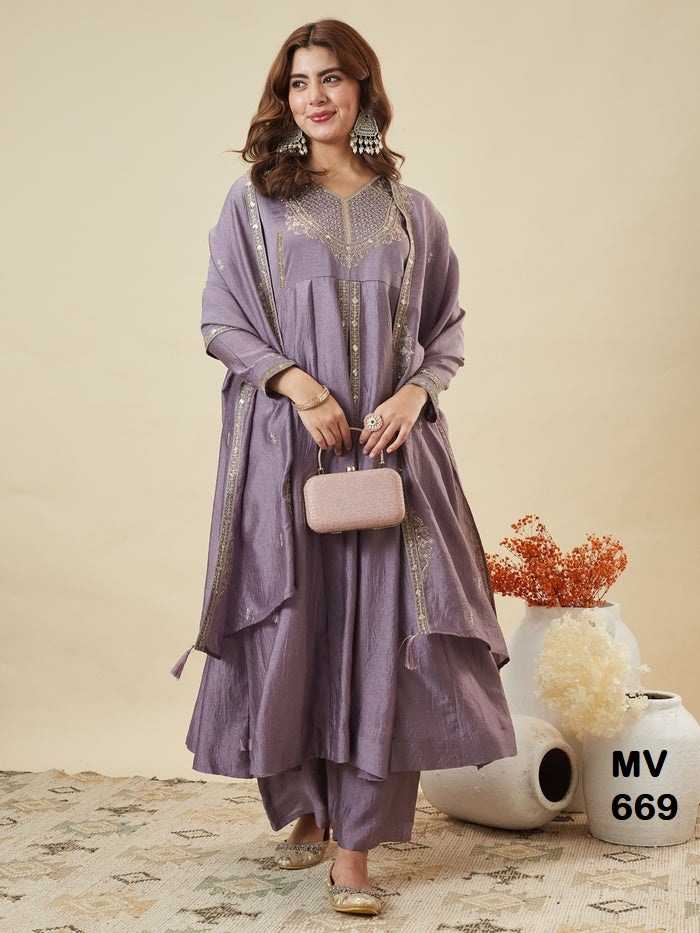 Vichitra Silk Embroidery Suit 669