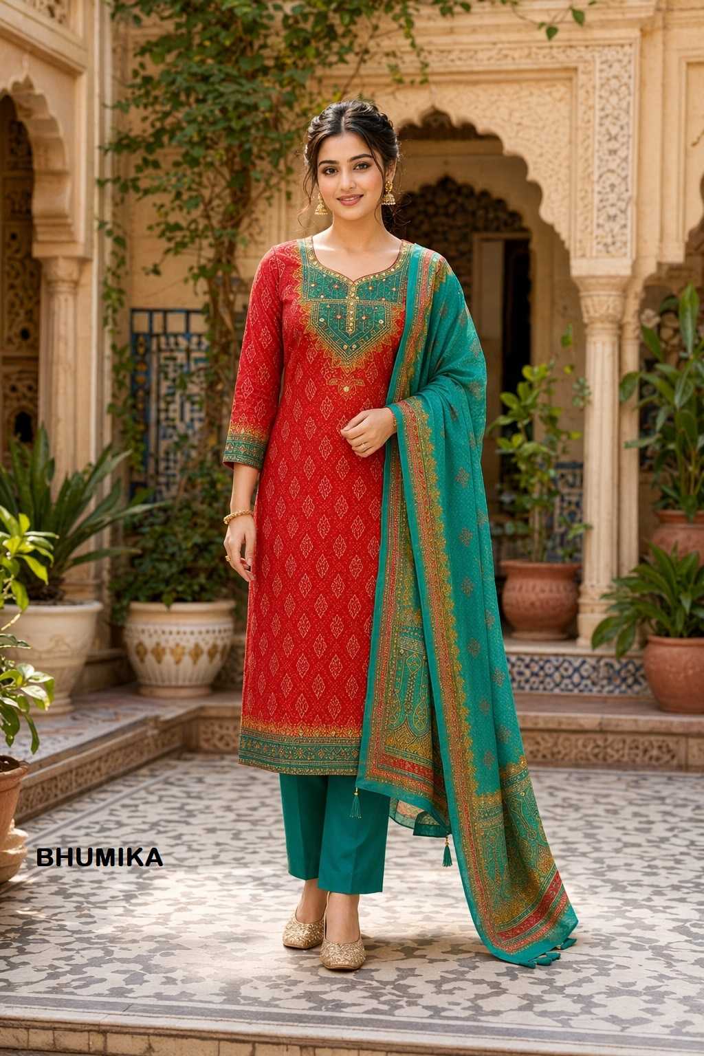 Tussar Silk Printed Suit