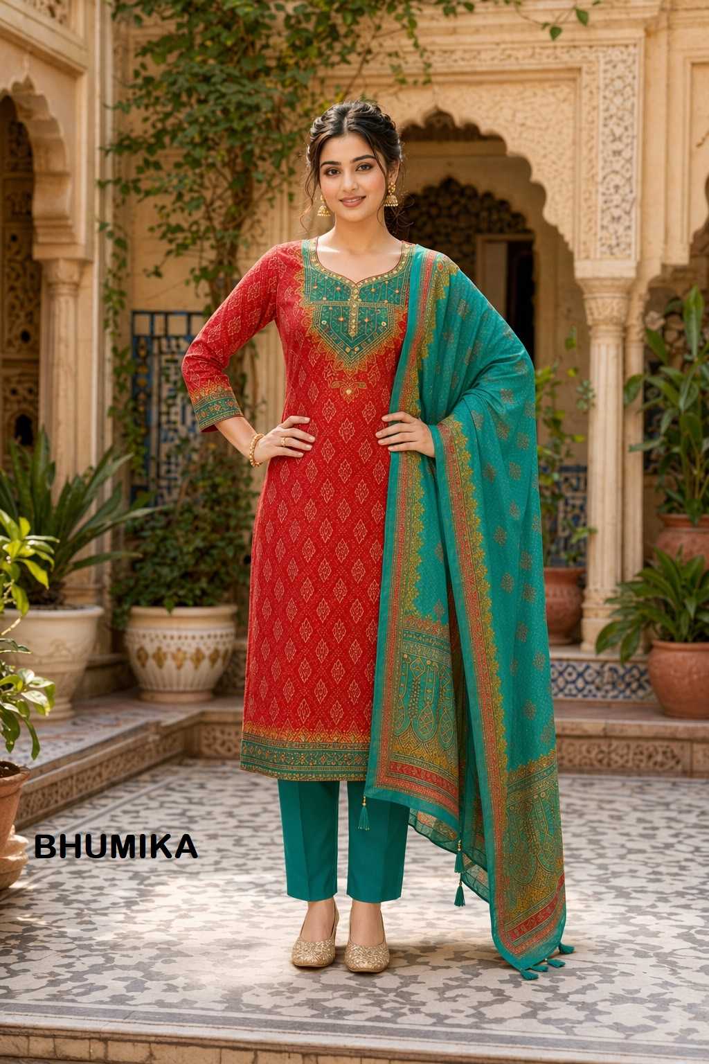 Tussar Silk Printed Suit