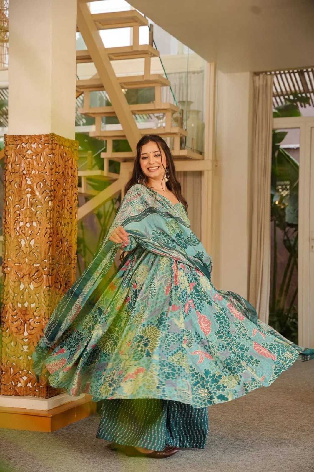 Soft Cotton Silk Palazzo Suit