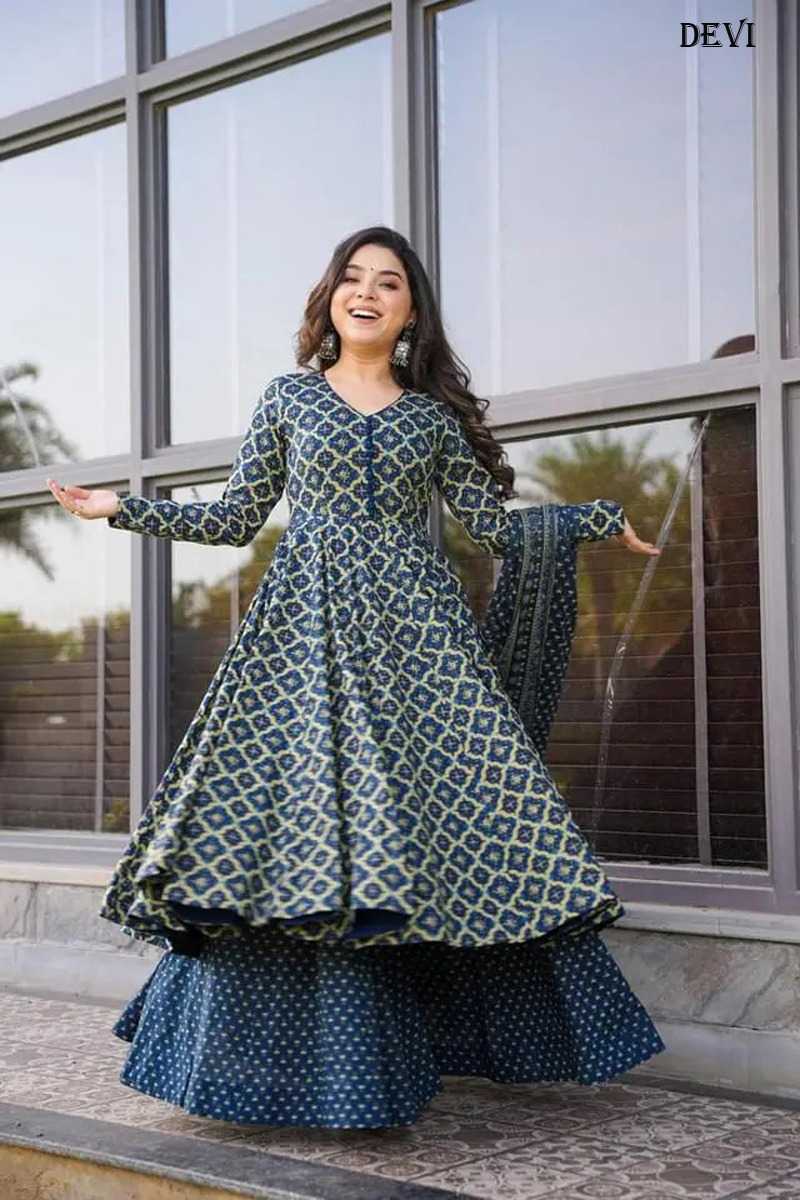 Soft Cotton Silk Printed Gown
