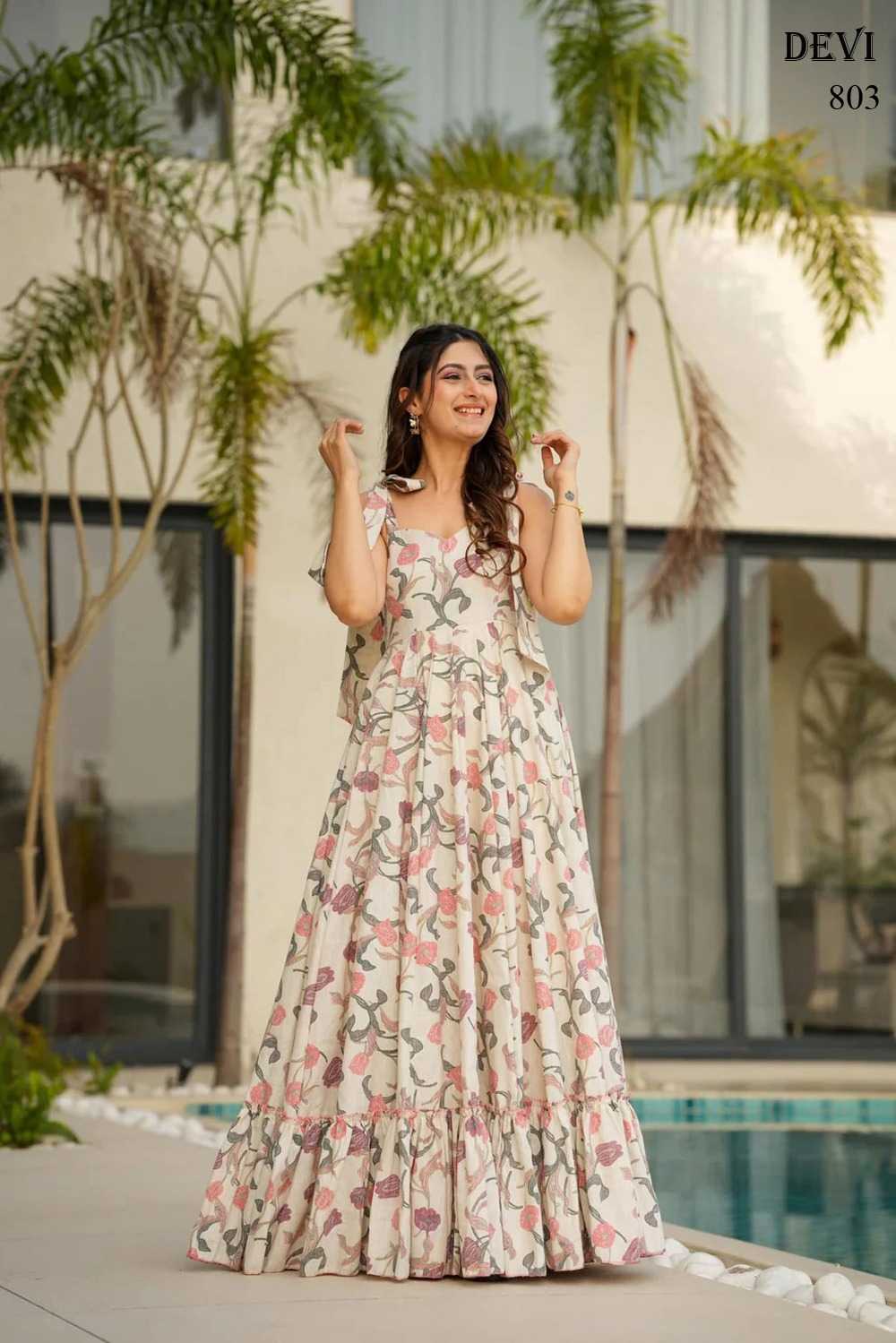Cotton Cambric Printed Gown