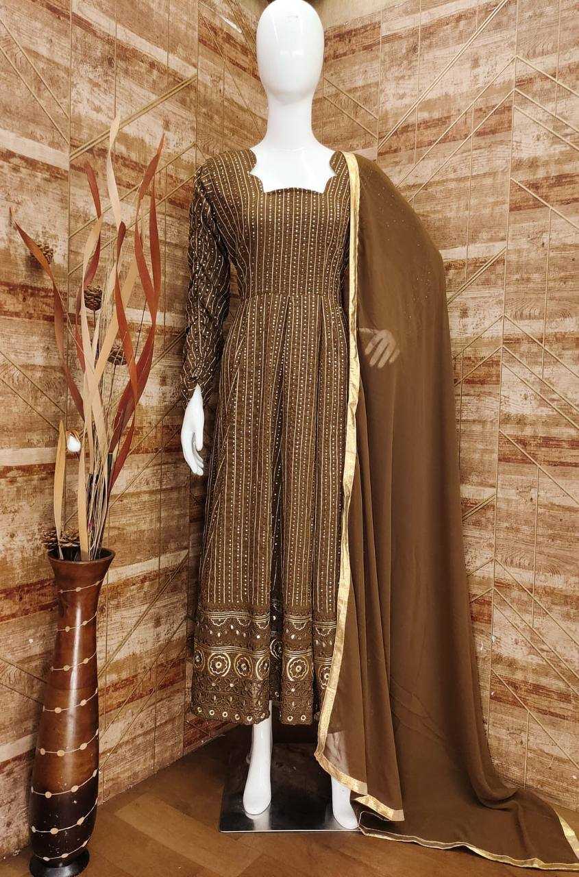 Faux Georgette Embroidery Gown