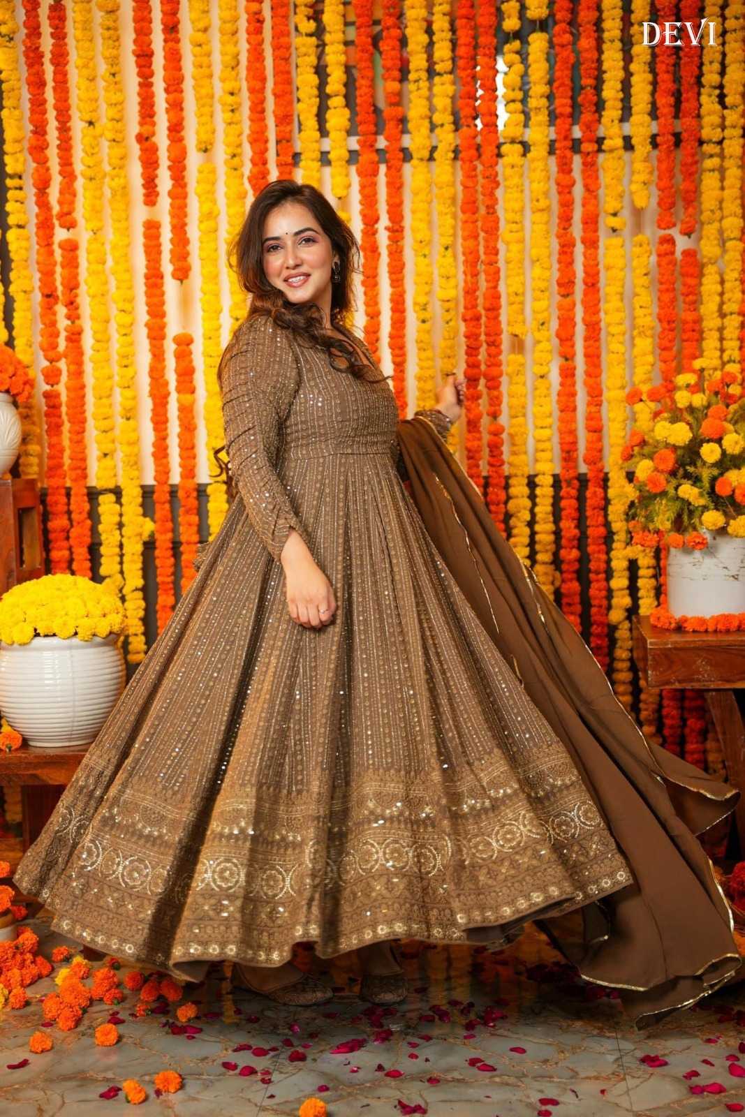 Faux Georgette Embroidery Gown