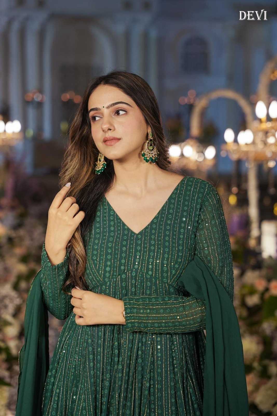 Faux Georgette Embroidery Gown