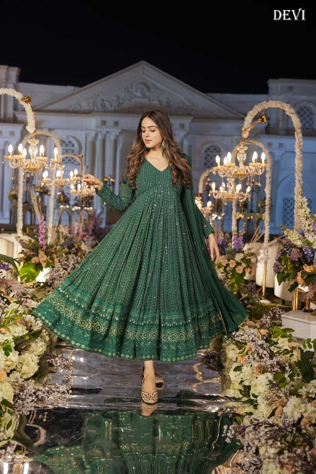 Faux Georgette Embroidery Gown