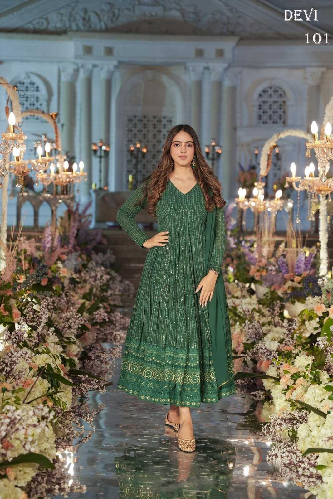 Faux Georgette Embroidery Gown
