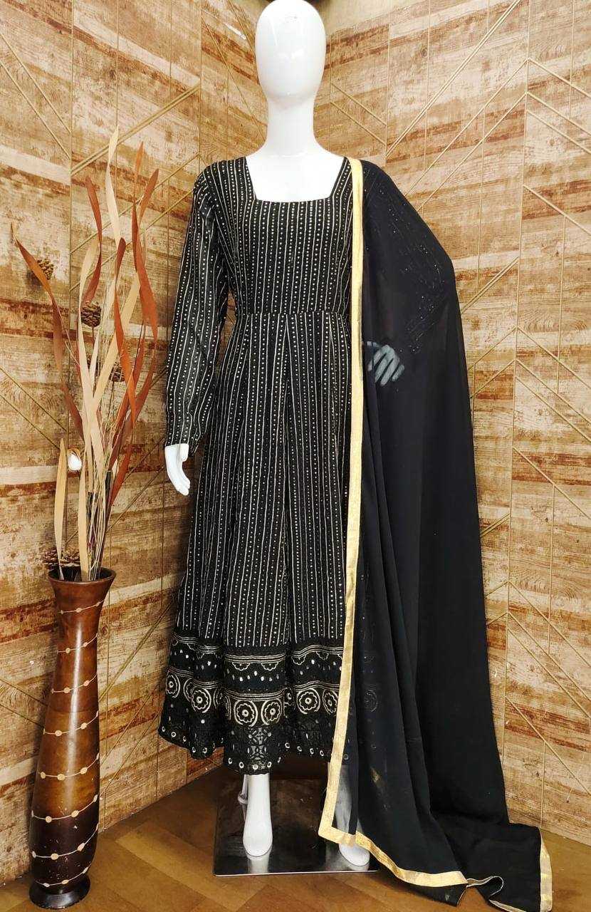 Faux Georgette Embroidery Gown