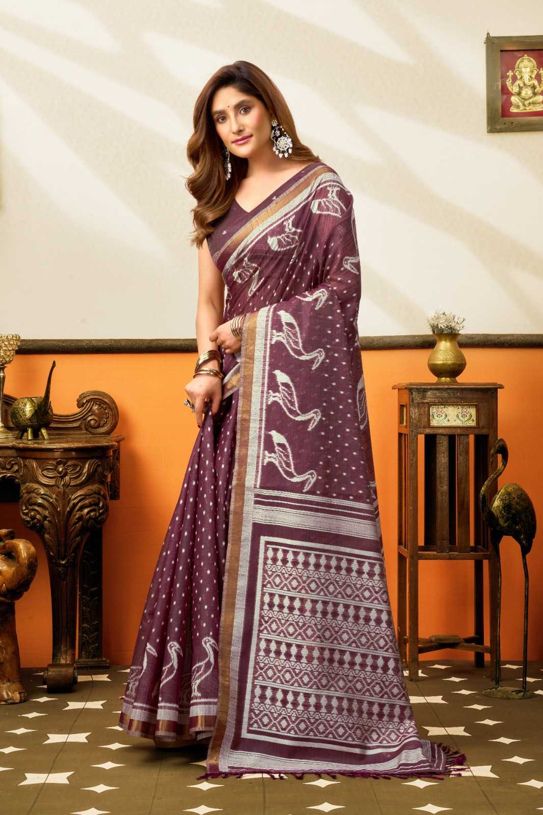 Gobuni Sangeeta Cotton Fancy Saree in Denim Blue