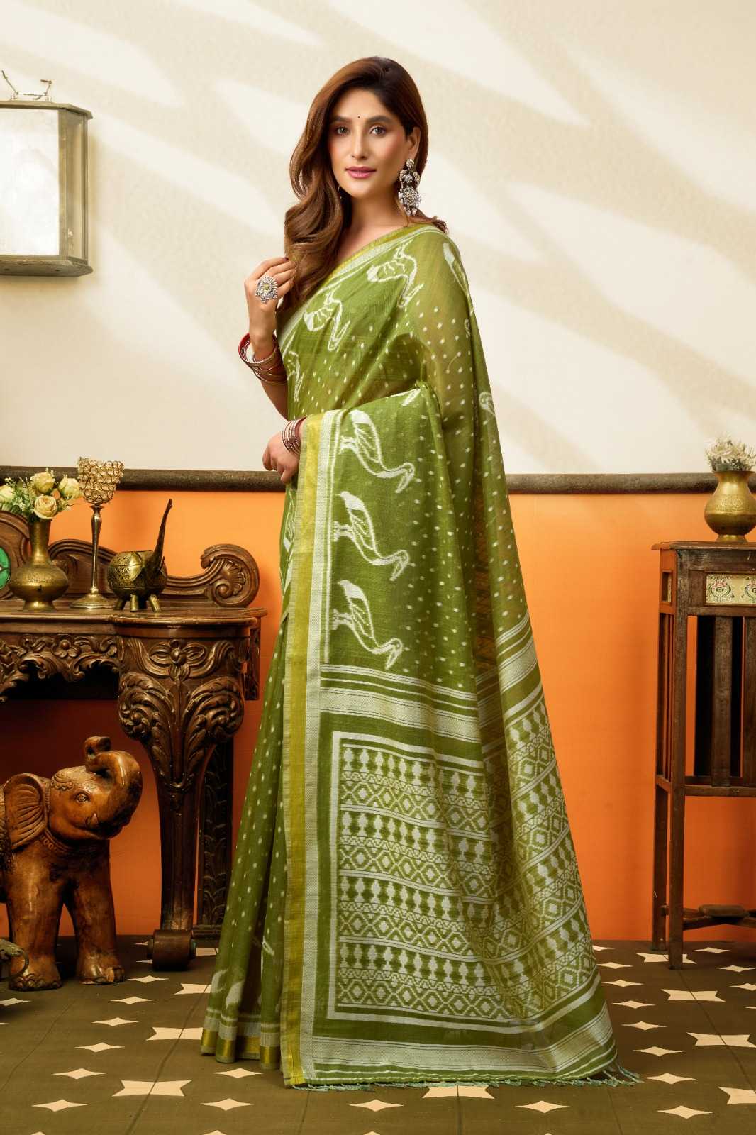 Gobuni Sangeeta Cotton Fancy Saree in Denim Blue