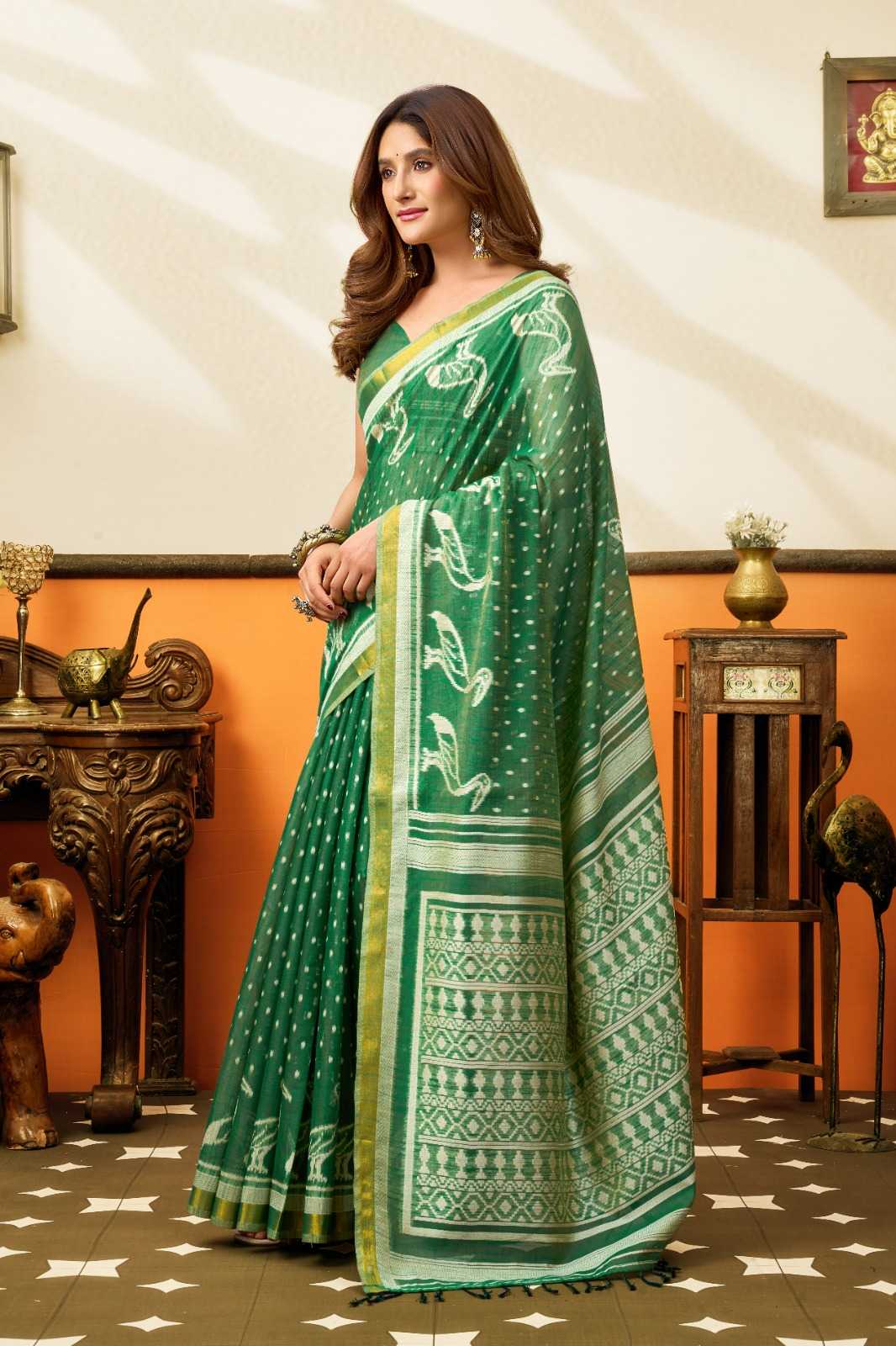 Gobuni Sangeeta Cotton Fancy Saree in Denim Blue