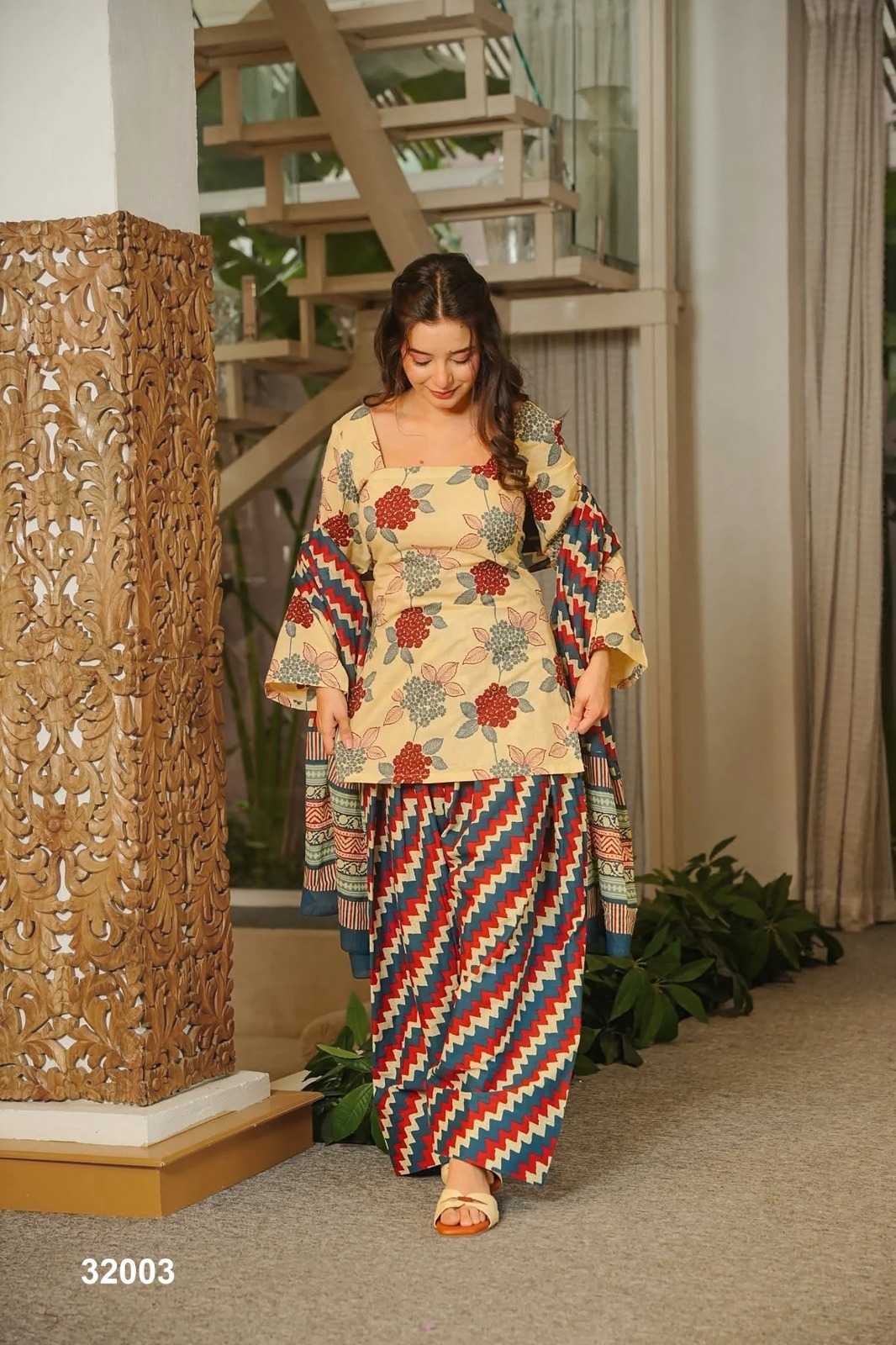 Lucaya Cotton Cambric Printed Suit in Sky