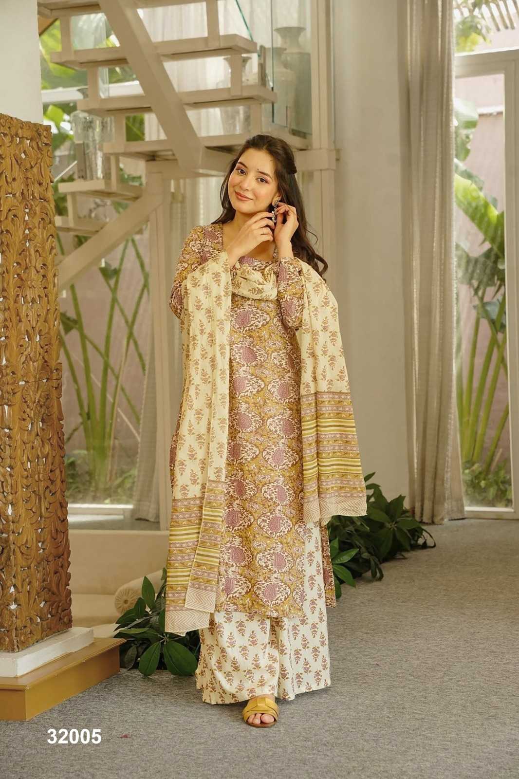 Lucaya Cotton Cambric Printed Suit in Sky