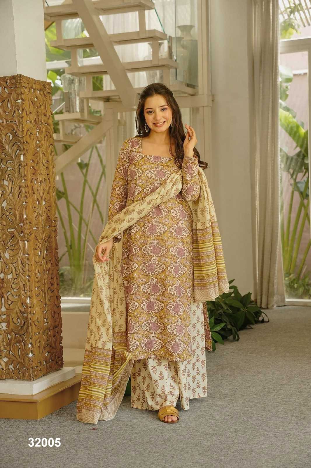 Lucaya Cotton Cambric Printed Suit in Sky