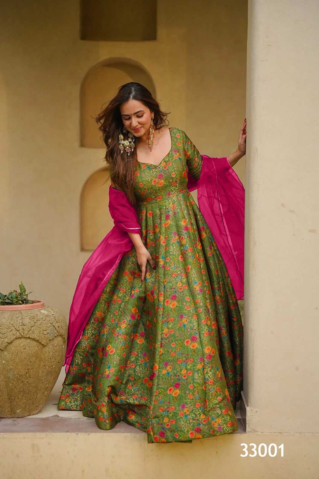 Heavy Silk Printed Gown