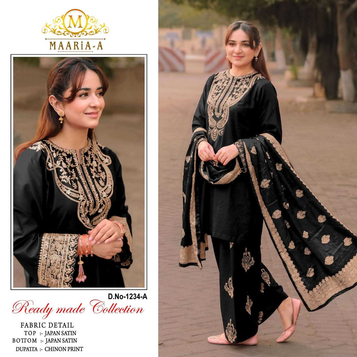Maaria Satin Silk Embroidery Suit