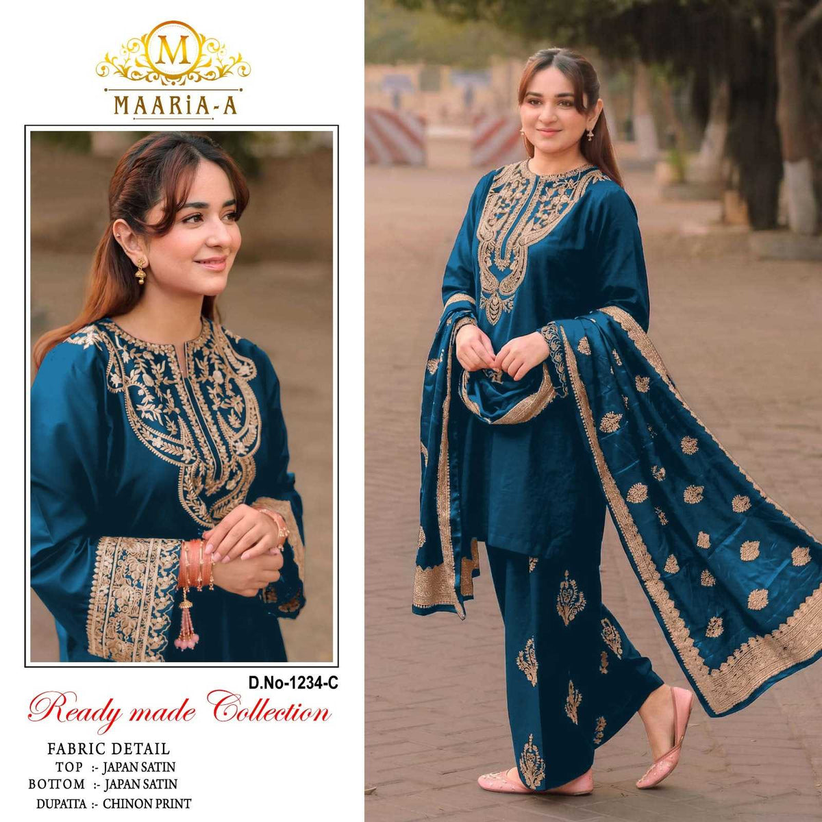 Maaria Satin Silk Embroidery Suit