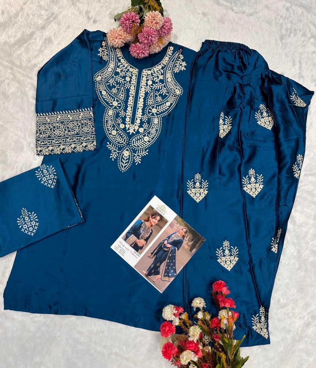 Maaria Satin Silk Embroidery Suit