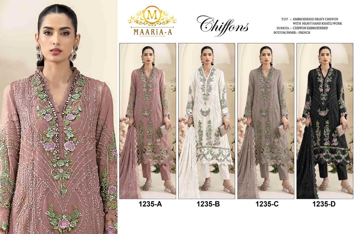 Maaria~a Chiffon Embroidery Suit
