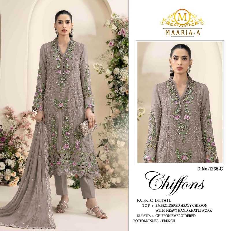 Maaria~a Chiffon Embroidery Suit
