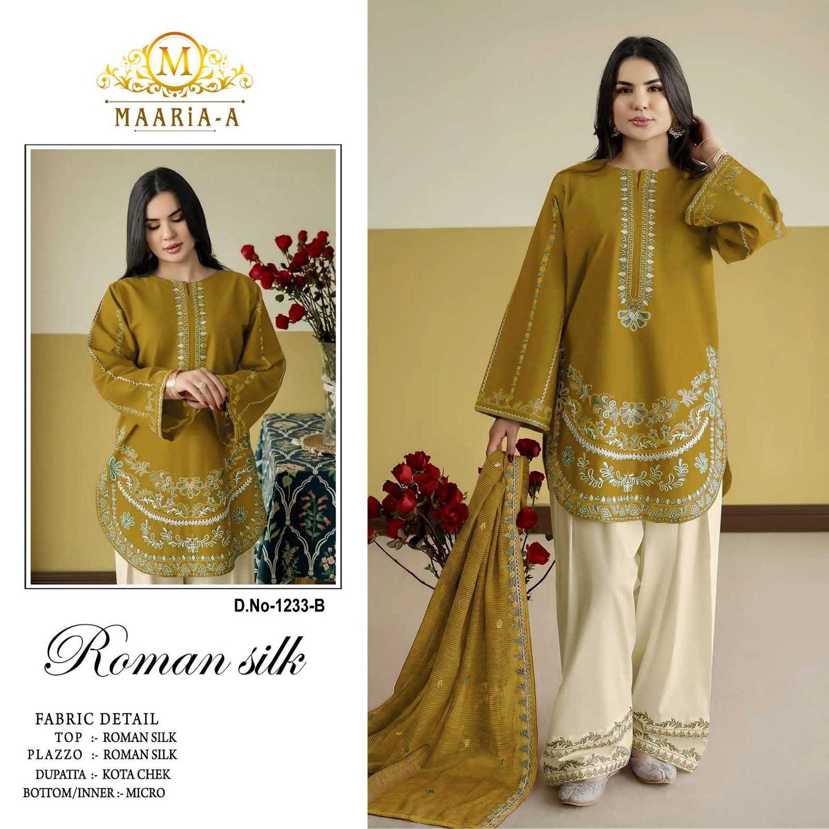 Maaria Heavy Roman Silk Embroidery Suit