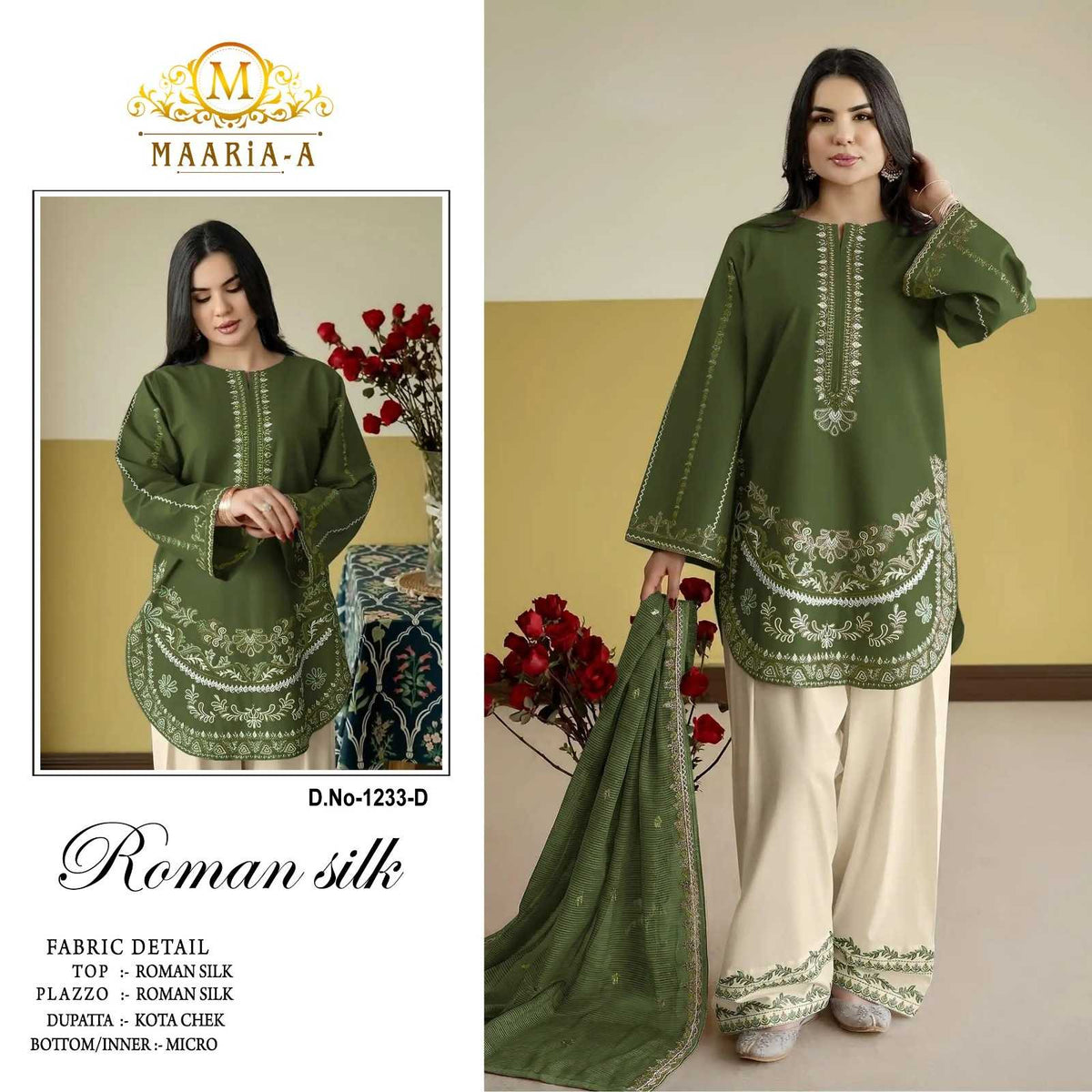 Maaria Heavy Roman Silk Embroidery Suit