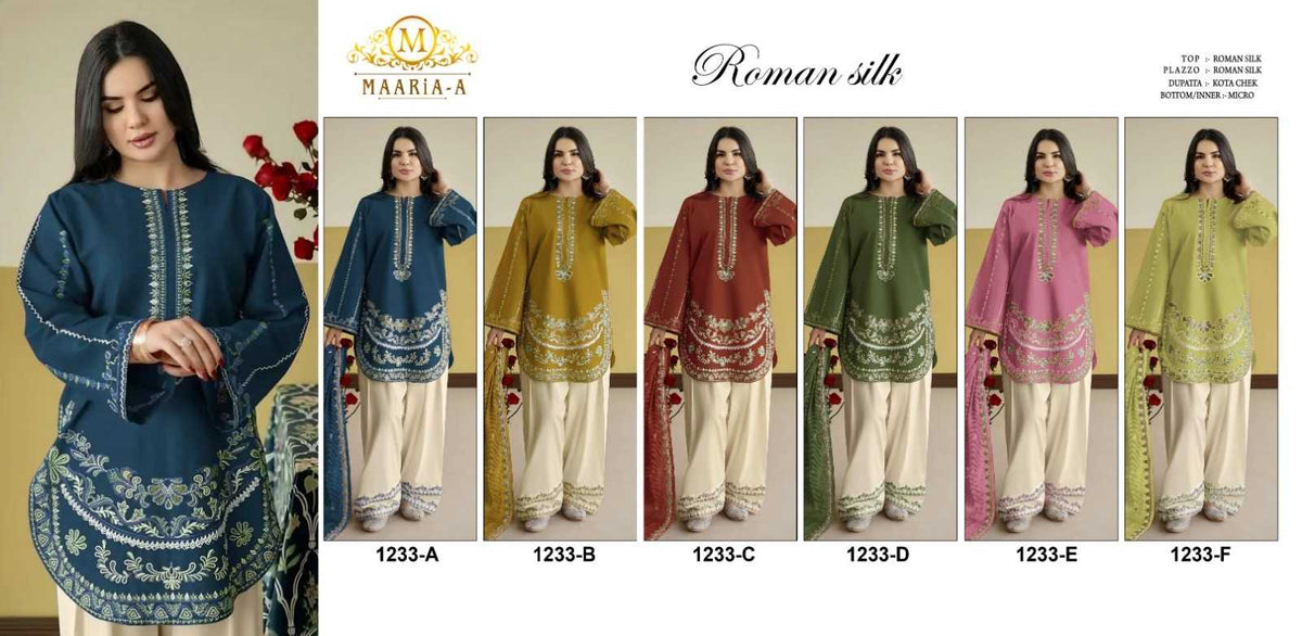 Maaria Heavy Roman Silk Embroidery Suit