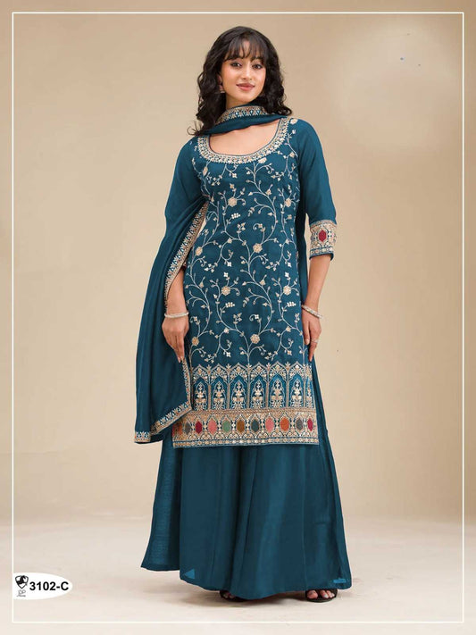 Pavitra Vichitra Silk Embroidery Suit in Morpich