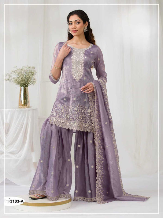 Pavitra Soft Gold Crush Embroidery Suit