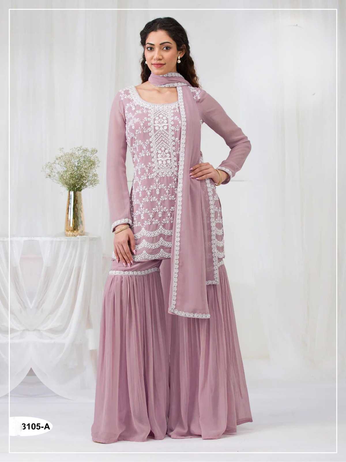 Pavitra Faux Georgette Sharara Salwar Suit in Mehndi