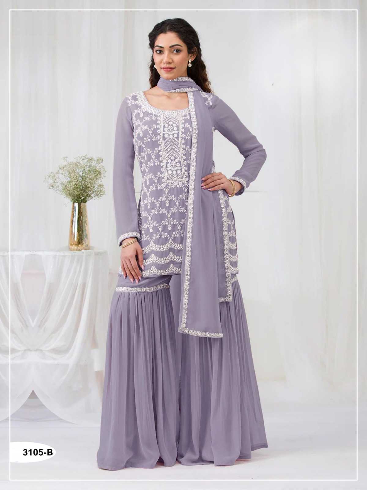Pavitra Faux Georgette Sharara Salwar Suit in Mehndi