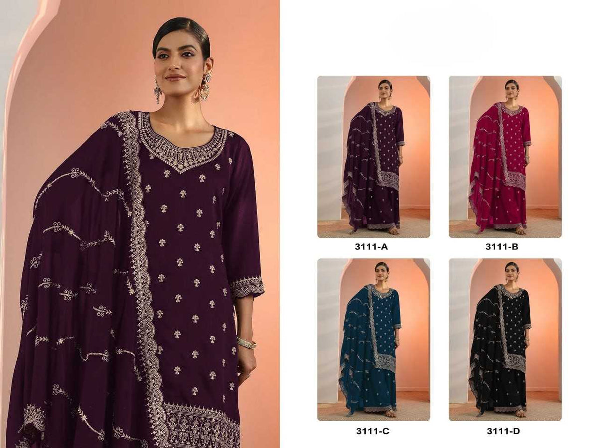 Pavitra Faux Georgette Embroidery Suit in Black