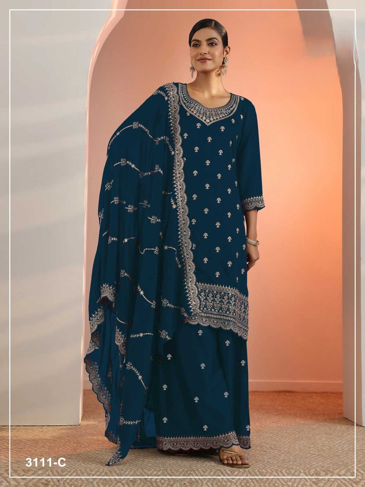 Pavitra Faux Georgette Embroidery Suit in Black