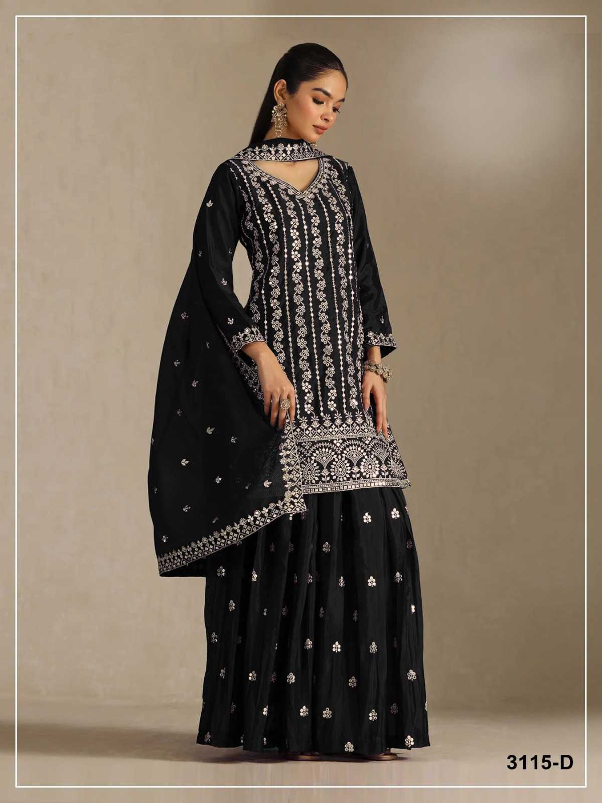 Pavitra Chinon Silk Embroidery Suit in Morpich