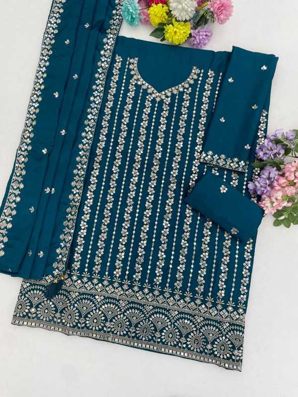 Pavitra Chinon Silk Embroidery Suit in Morpich