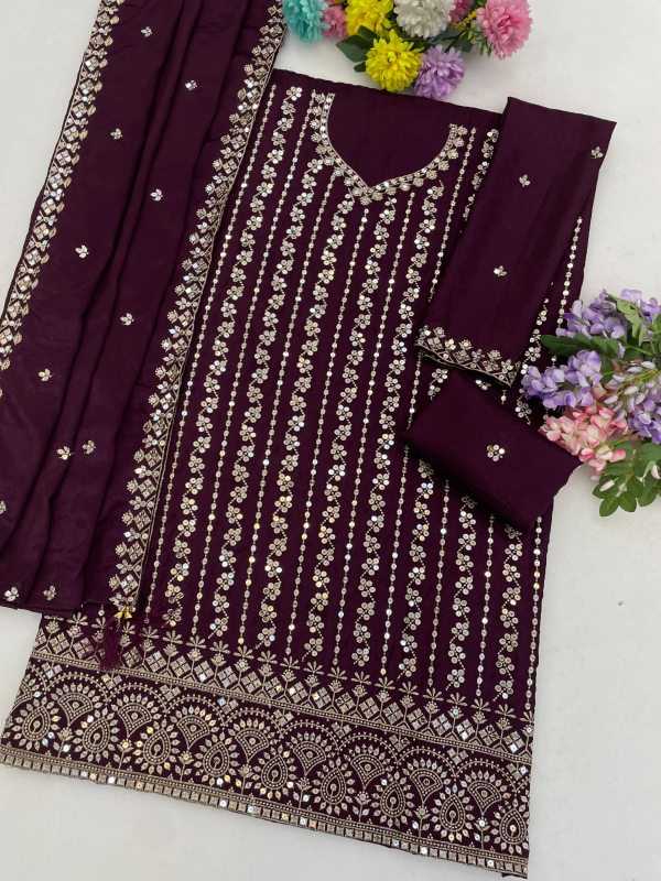 Pavitra Chinon Silk Palazzo Suit