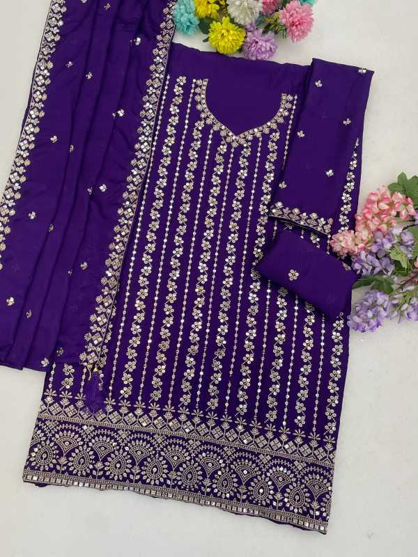 Pavitra Chinon Silk Palazzo Suit