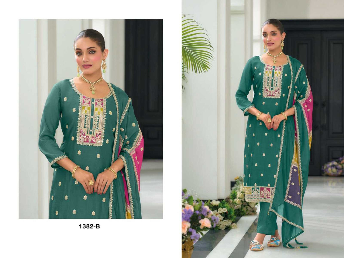 Zaveri Chinon Silk Ladies Suit
