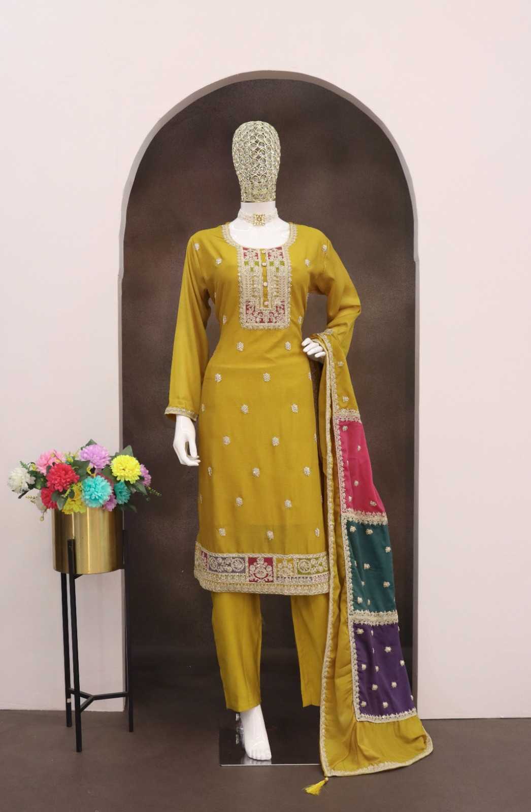 Zaveri Chinon Silk Ladies Suit