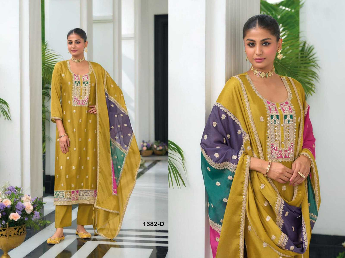 Zaveri Chinon Silk Ladies Suit