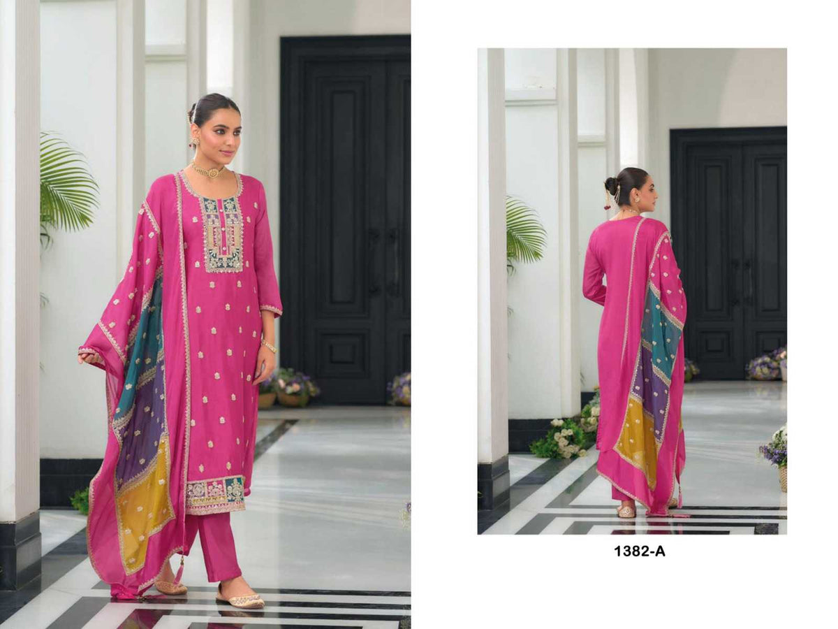 Zaveri Chinon Silk Ladies Suit