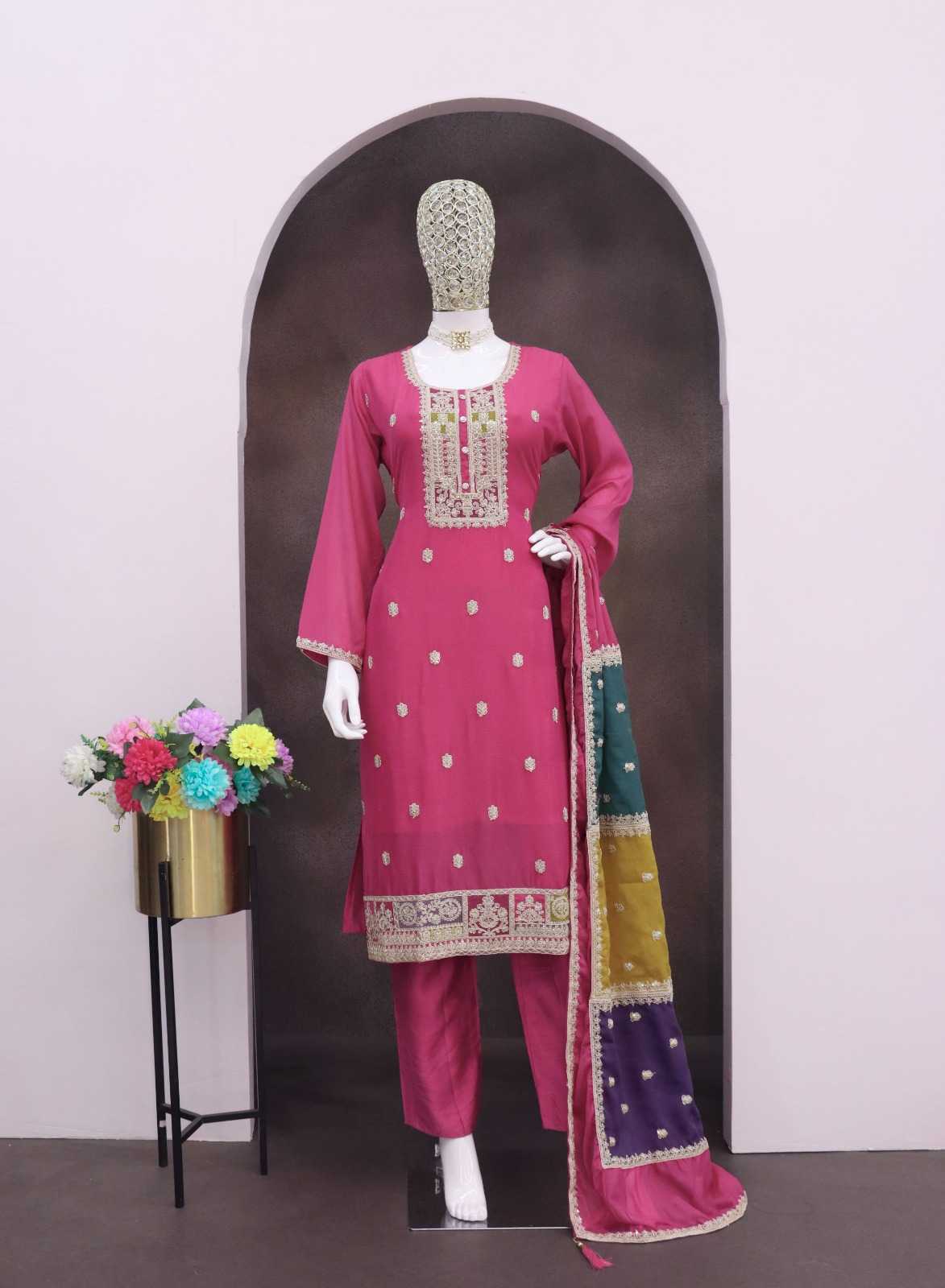Zaveri Chinon Silk Ladies Suit