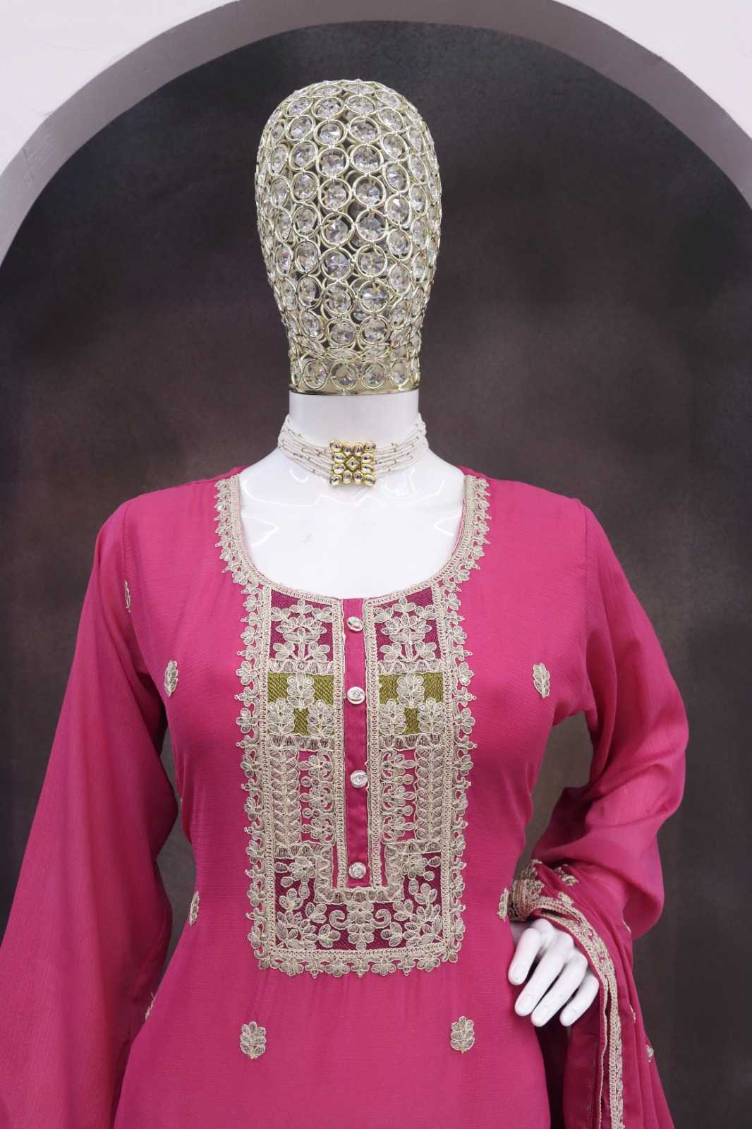 Zaveri Chinon Silk Ladies Suit