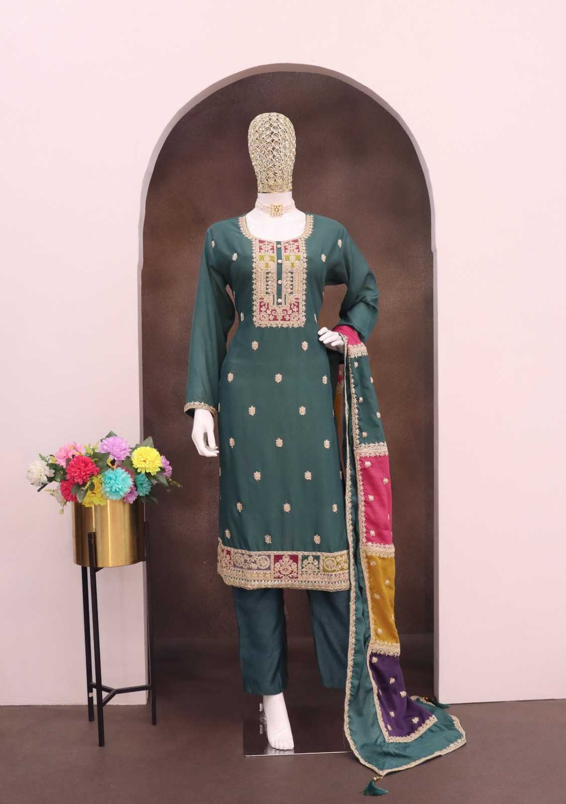 Zaveri Chinon Silk Ladies Suit